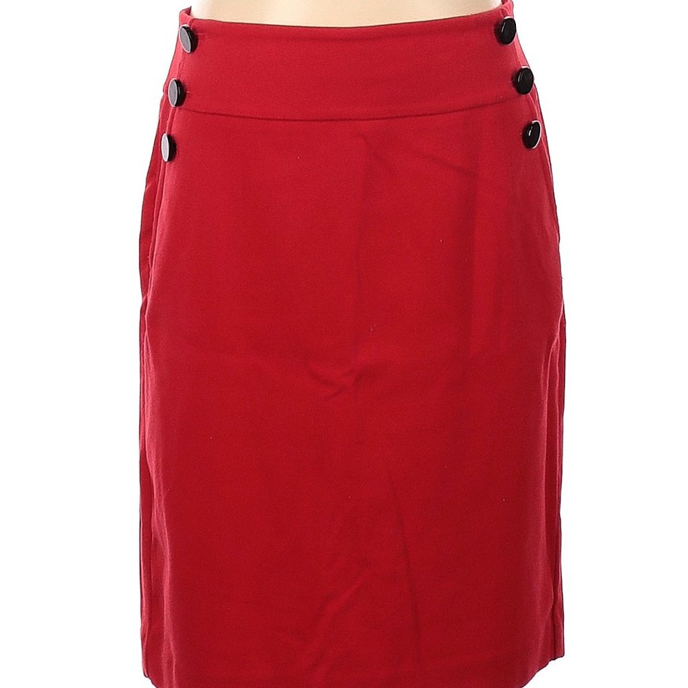 LOFT | Red Button Detail Skirt 14